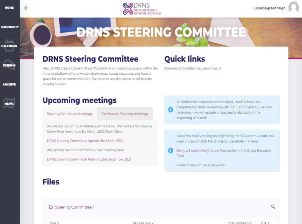 DRNS members portal screenshot